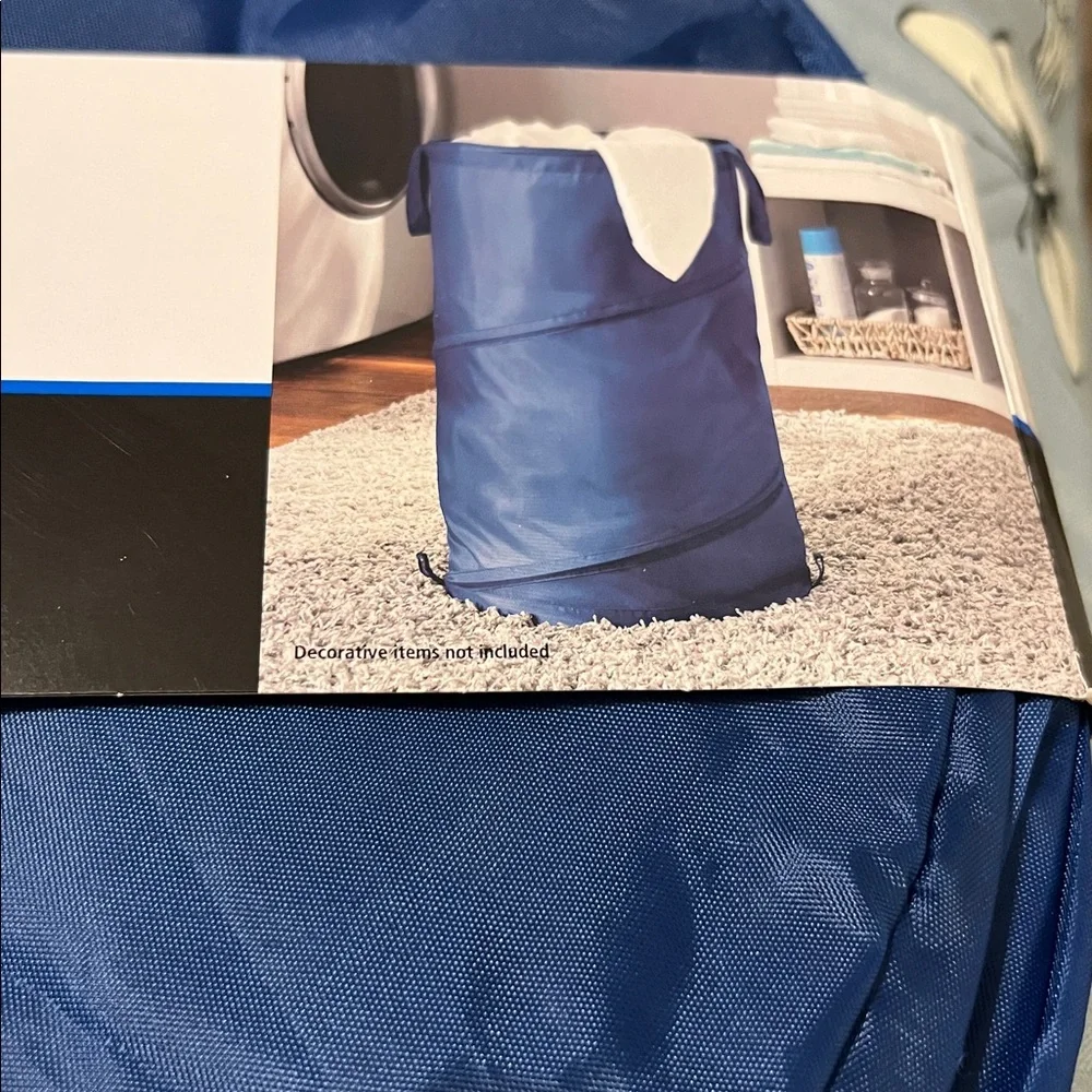 NWT Mainstays Navy Spiral Pop-up Laundry Hamper 15x15x25